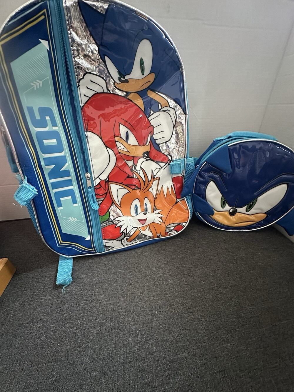 Sonic The Hedgehog Backpack w/ Attached Lunch Bag Knuckles Tails Kids School